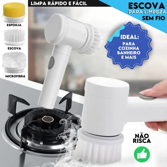 Escova Elétrica Sem Fio Para Limpeza Pesada Recarregável Limpador Multiuso Prático e Fácil - AERO