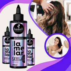 Mascara de Cabelo Liquida Lamelar Tratamento Capilar Haskell Efeito Profissional 5 x mais Brilho Collab com Alan Vivian Cabeleireiro Calvo do Tik Tok, Restaura os Fios em 8 segundos 200ml Rende Muito Cabelos Sedosos Maciez e sem Pontas Duplas Restauradora