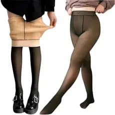 Meia Calca La Termica Preta Translucida Forrada Peluciada Frio Inverno Feminina c/ Pelinho Plus Size