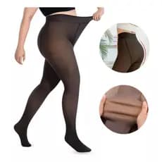 Meia Calça Termica Plus Size G-GG Forrada Peluciada Translúcida Lã Feminina Super Elastica