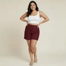 Kit 5 Short Alfaiataria Feminino Cintura Alta Casual Com Elástico Na Cintura