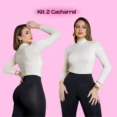 Kit 2 Blusinhas Femininas Manga Comprida Gola Alta Segunda Pele Cacharrel