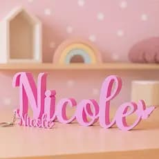 Nome Decorativo em 3D Personalizado - Bebê Aniversário Batizado Chá