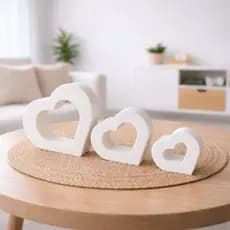 Kit Coração 3D  – Decoração Romântica Minimalista e Moderna, Enfeite para Quarto e Sala para seu lar