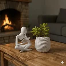 Enfeite Estátua Decorativa Leitor Livro + Vaso Para Planta Suculenta | Decoração Moderna para sua casa