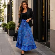Saia Transpassada Indiana Dupla Face Estampada com Amarração Ajustável