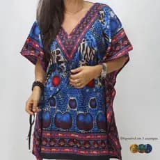 Bata Kaftan Indiana Saída De Praia Vestido Curto Túnica Saída de Praia Indiana Feminino Tamanho:Único Vestido