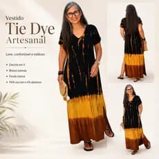 Vestido longo Malha Pintura Artesanal Tie Dey - Confortável e Elegante Para Momentos inesquecíveis