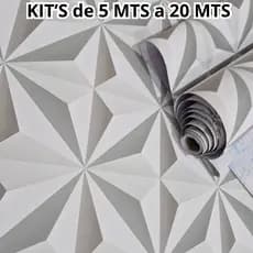 Papel de Parede Geometrico 3D Realista Adesivo Branco Cinza Claro Autocolante Sala Quarto Cozinha