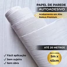 Papel de Parede Linha Branco 3D 5 Metros X 45 CM Sala Quarto Cozinha