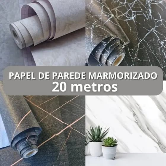 20 Metros Papel de Parede Adesivo Marmore Branco Fosco Auto Colante Lavavel para Sala Cozinha