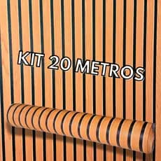 20 Metros Papel de Parede Adesivo Impermeável com Efeito 3D Madeira Ripado Auto Colante Sala Quarto