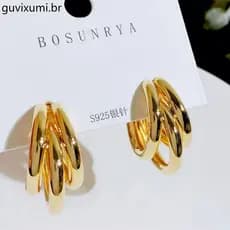 2 Pçs Agulha Estilo Frio Brincos Simples Irregular Multi-Camadas Anel Studs Europeu E Americano De Metal Brinco