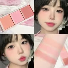 Hisyi Tricolor Blush Cor Natural Pó Delicado Não Voador Maquiagem Fosco Clara Vitalidade Menina