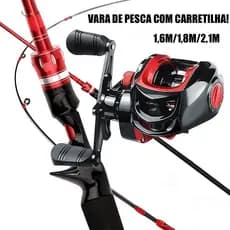 1,6 M/1,8 M/2,1 M E Carretel De Pesca Metálico 7,2:1 Resistente E Durável