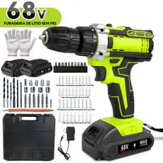 Parafusadeira Furadeira 68V/26V  Baterias Sem Fio Impacto Com Maleta Completo Broca Bits Maleta (110V/220V)~