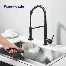 Torneira Cozinha Gourmet Misturador Ducha Duo Spray Preto Torneiras extraíveis premium