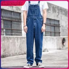Macacão Retro Denim oversize Masculino Primavera Outono 2021 Novo Estilo Canal Alto Tamanho Grande Suspensório