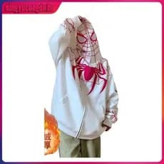 Casaco Com Capuz De Aranha Feminino Zíper De Outono Streetwear