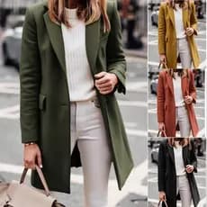Casaco De Lã Elegante Grosso Plus size Alta Qualidade Sobretudo Feminino Moda Casual De Inverno Para frio Slim Fit