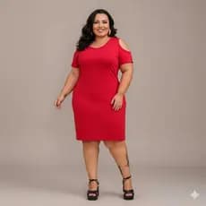 Vestido Feminino Recorte no Ombro Plus Size Elegante Confortável Tamanhos Grandes