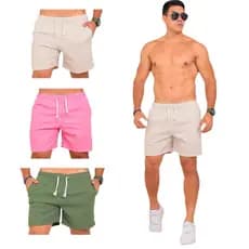 Kit 3 Shorts Masculino Linho Casual Bermuda Masculina Linho Casual