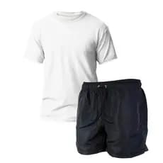 Kit Camiseta Algodão + Short Bermuda  Masculino Treino Academia fitness Dia a Dia