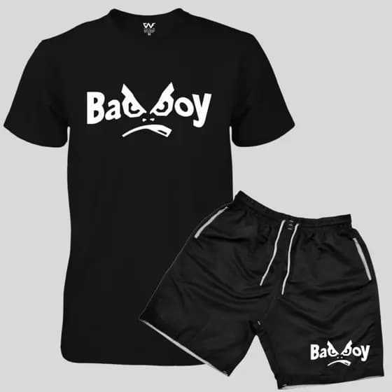 Conjunto  Camiseta Basica  BadBoy + Short Mauricinho Moletom  Premium