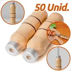 Cabo de Madeira para Espeto de Churrasco – Kit 50 Unidades