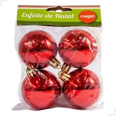 Bola Vermelho de  natal  Caixa Sort. 5cm c/4