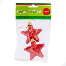 Enfeite de Natal Estrela Missanga Vermelho
