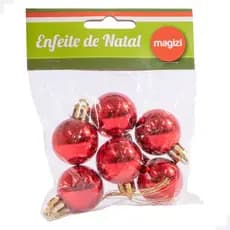 Estrela de natal Bola Brilhante Vermelha 3cm c/6