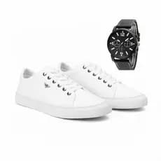 Sapatenis Masculino Social Confortável + Relógio Masculino Analógico Kit Masculino Barato Promoção