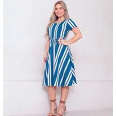 Vestido Mid Moda Evangelica Gola Princesa com Cinto Removível e Manga Curta Novidade De Cores
