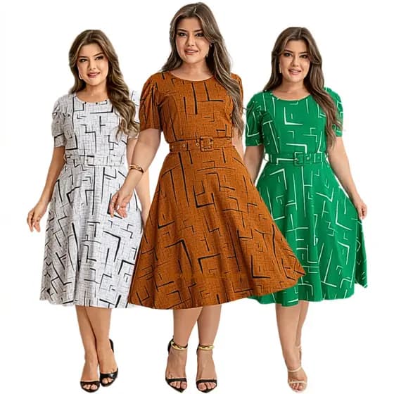 Vestido Feminino Midi Evangelico Elegante manga Bufante com Cinto Removivel Tendencia Moda 2026