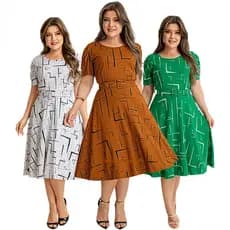 Vestido Feminino Midi Evangelico Elegante manga Bufante com Cinto Removivel Tendencia Moda 2026