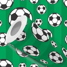 Papel de Parede Vinílico Bolas Futebol Fundo Verde Fácil de Aplicar