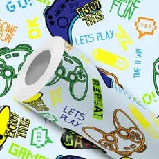 Papel de Parede Vinílico Azul Video Game Controles Fácil de Aplicar