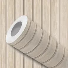 Papel de Parede Vinílico Ripado Bege Claro Rústico Fácil de Aplicar