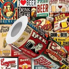 Papel de Parede Vinílico Cartaz Vintage Bar Cerveja Fácil de Aplicar