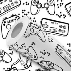 Papel de Parede Vinílico Gamer Preto Branco Controle Fácil de Aplicar