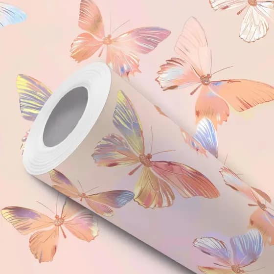 Papel de Parede Vinílico Borboleta Colorida Abstrato Fácil de Aplicar