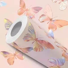 Papel de Parede Vinílico Borboleta Colorida Abstrato Fácil de Aplicar