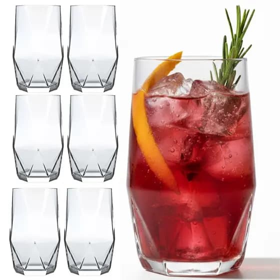 Jogo 6 Copos Topázio Vidro Long Drink Nadir Figueiredo 360ml