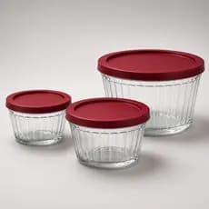 Kit 3 Tigelas Vidro Americano Com Tampa Nadir 150ml 350ml 600ml Herméticos