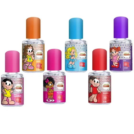 Kit 6 Esmaltes Peel Off Infantil Sortidos Turma da Mônica