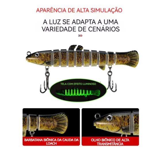 Isca Artificial Turvira Articulada 10cm, 15g  Cores Aleatórias Isca Artificial Articulada Sarapo Enguia
