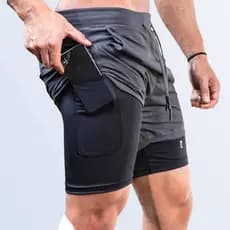 Bermuda Masculina Corrida Academia 2 Em 1 Treino Performance Bolso Lateral Duplo Esporte Musculação Academia