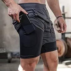 Short 2 Em 1 Masculino Academia Treino Corrida Bolso Celular