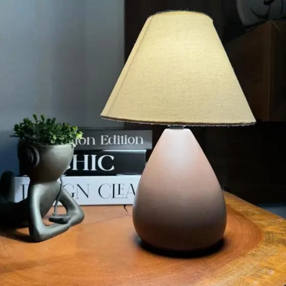 Abajur com Cúpula De Tecido Luminaria Bivolt Quarto Sala Escritório Adulto Infantil Varias Cores